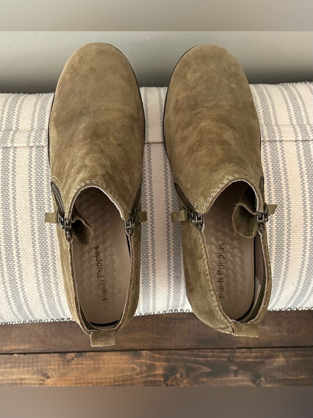 Hush Puppies Women’s Olive Suede Ankle Booties